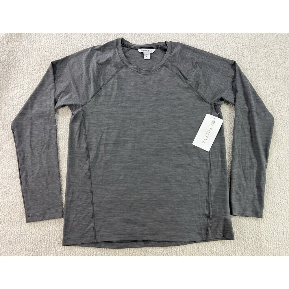 Athleta Gray Ultimate Textured Long Sleeved Train Top Womens Size Medium New